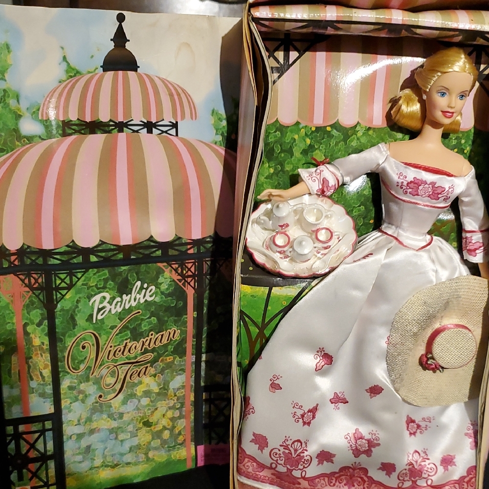 Barbie Victorian Tea Doll in Pink and White Gown